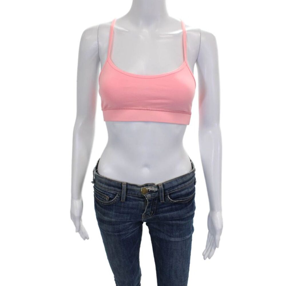 Lululemon Womens Mesh Panel Detail Racerback Sports Bra Salmon Pink Size S